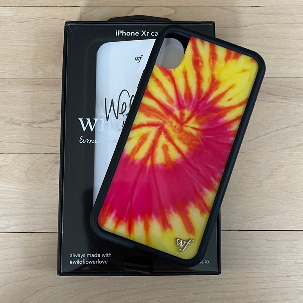 iPhone XR wildflower case pink and yellow tie dye